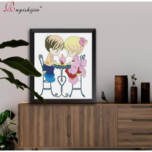 RUYISHIJIA Cross Stitch Kits Handmade Needlework Cartoon Paintings DIY Kids Embroidery Cross-Stitch baby cross stitch kits