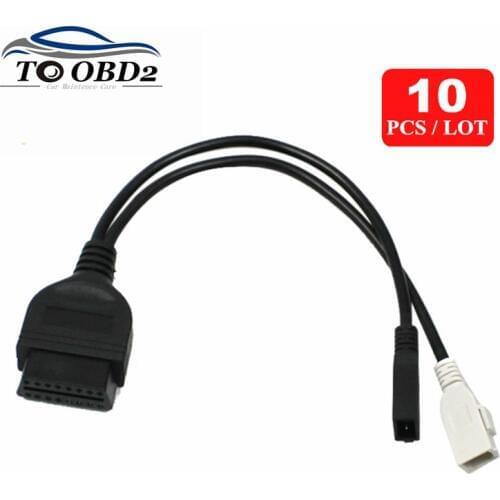 10pcs/Lot Wholesale for VAG COM KKL 2P+2P Connector OBD OBDII For Audi 2x2 to OBD2 16Pin Female for VAG KKL Diagnostic Cable
