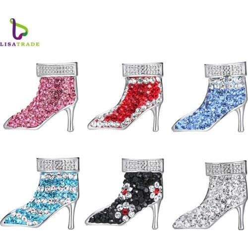 Snap Jewelry 5PCS "High-heeled shose" with Rhinestone snap button Fit Snap Button Bracelet and Pendant LSSN020*5--LSSN020-6*5