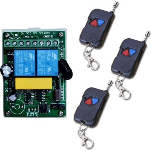 AC 110V-220V 2 CH 2CH RF Wireless Remote Control Switch Remote Receiver Wireless Transmitter,315 433 MHz