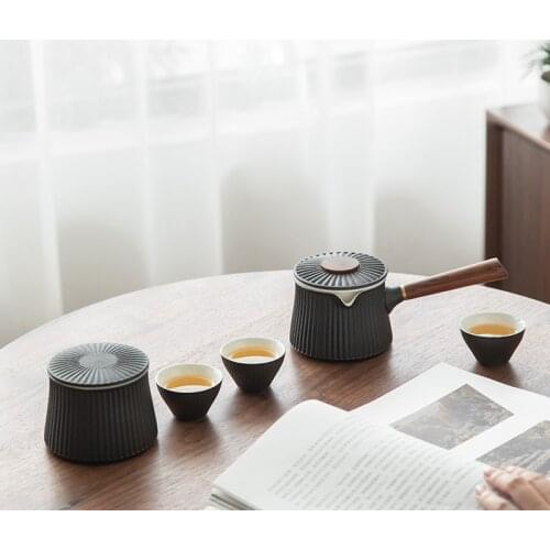 Japanese Style Portable Handmade Tea Pot Chinese Set Creative Office Kung Fu Kettle Ceramic Side Handle Filter Teapot Teaware