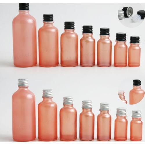 Promotion Paint Pink Essential Oil Bottle jars With Aluminum Lids Caps Reducer 10Ml 30ML 50ML 100ML 200PCS