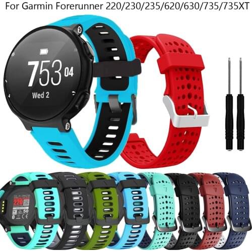 Watch Band Silicone Replacement Watch Strap For Garmin Forerunner 235 220 230 620 630 735 Bracelet Outdoor Sport Smart Wristband