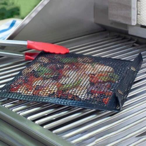 Mesh Grilling Bag BBQ Bake Bag Reusable Outdoor BBQ Picnic Tool Kitchen Tools Non-Stick Easy to Clean