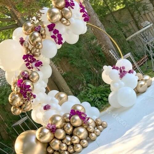 112pcs Macaron White Balloon Garland Arch Metallic Gold White Balloons for Wedding Birthday Party Decorations Kids Baby Shower