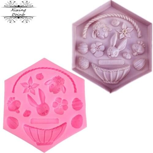 DIY candy silicone mold rabbit lamb egg chocolate mold cake decoration tool flower basket shape kitchen cooking