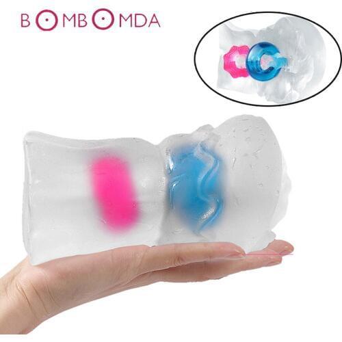 Silicone Realistic Vagina Pussy Aircraft Cup Built In Cock Ring Masturbation Cup Delay Ejaculation Sex Toys Masturbator For Men