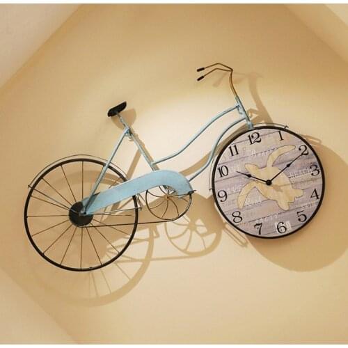 Mediterranean creative bicycle wall clock modern fashion living room decoration accessories personality simple hanging ornament