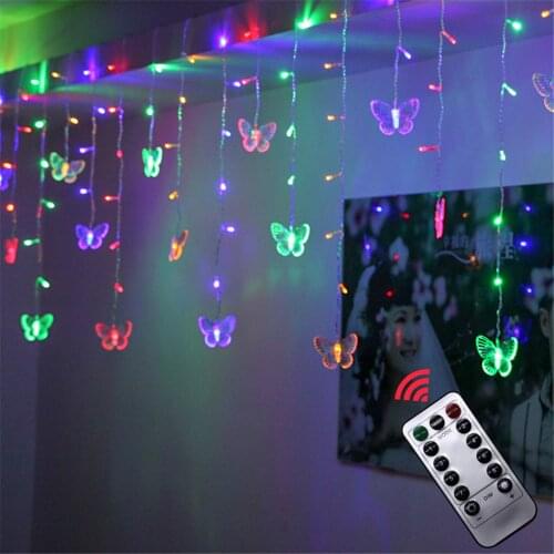 3.5M Icicle LED String Lights Curtain Fairy Christmas Wedding Party Lamp USB / Battery Butterfly Garland Decoration String Lamp