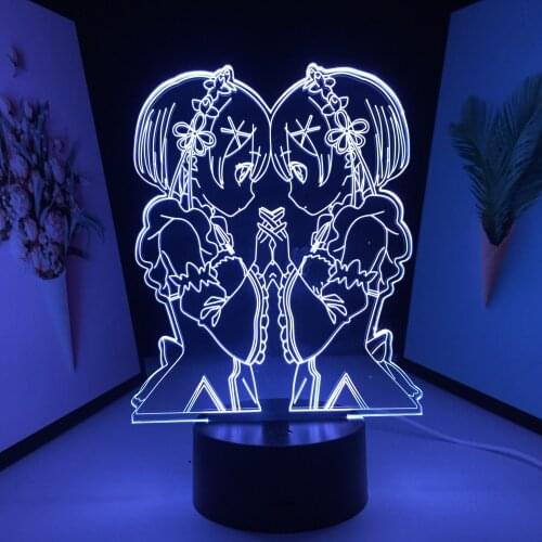 Copy Hands Clasped Girl Anime Figure 3D LED Lamp Black Base Visual Illusion USB Link Charging Neon Lights 7 Color Changes