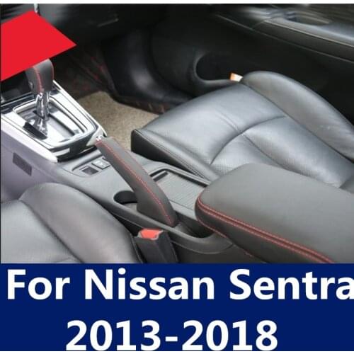 Top quality Universal Manual Leather Shifter Shift Knob Cover Stitch Shifter Lever car styling For Nissan Sentra 2013-2018