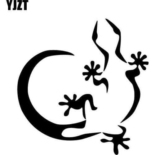 YJZT 15.1CM*15.7CM Lizard Bumper Pattern Creative Decoration Vinyl Decal Car Sticker Black/Silver C4-2325