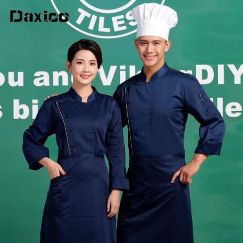 Woman/man Restuarant Chef Jacket Hotel Food Service Cooking Clothing Bakery Breathable Double Breasted Waiter Uniform Apron