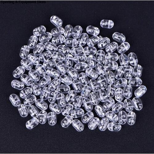 100pcs/lot 5*8mm High Quality Fishing Plastic Transparent Clear Oval Beads Double Pearl Drill Cross Beads Wholesale