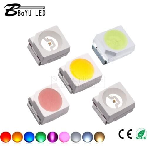 100pcs highlight LED patch 3528 SMD LED3528 white 3528 red 3528 green 3528 blue 3528 yellow 3528 orange 3528 pink 3538 ice blue