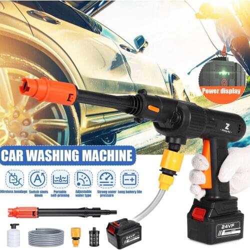 1600W Cordless High Pressure Car Wash Water Gun 24VF Battery Portable High Pressure Cleaner Car Washer Nozzle Clean Machine