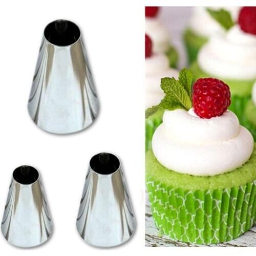 3pcs/set Round Stainless Steel Piping Tips Piping Nozzles Cake Decorating Cookies Cupcake Icing Kits Frosting Baking Supplies