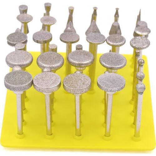 50pcs Diamond Grinding Burrs Mounted Points Rotary Tool Engraving Abrasive Tool For Dremel Accessories Dental Burs