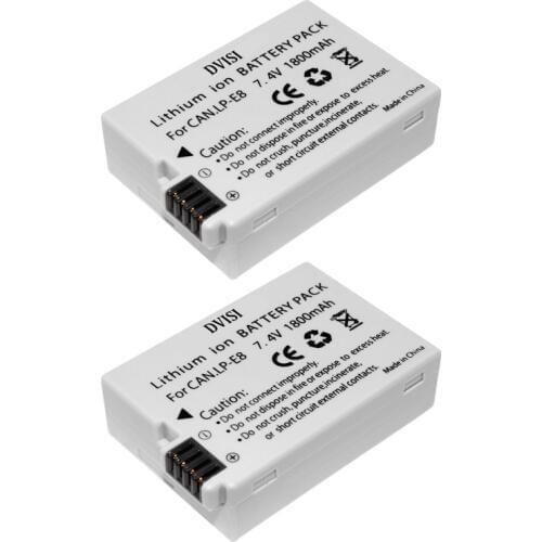 2Pcs 1.8Ah LP-E8 Rechargeable Camera Batteries for Canon 550D 600D 700D T2i T3i T4i T5i Wholesale