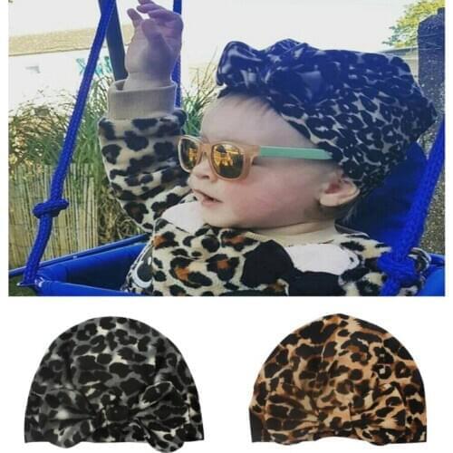 2020 NEW NEW NEW NEW Soft Newborn Baby Girl Boy Leopard Pattern With Bowknot Girls Caps Baby Hat Baby Turban Elastic Cap