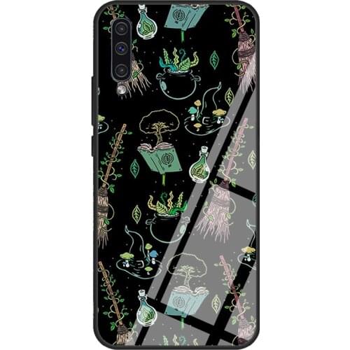 Green Forest Witch Herbs Occult Tempered Glass Phone Case For Samsung A12 A32 A52 A72 A51 A71 A31 A40 A50 A70 A20e A21S