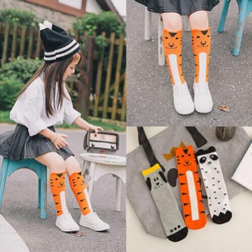 Child Cotton Baby Leg Warmers Animal Knitted Cute Infants Baby Knee high Kids Cartoon Panda print Cotton Knee High Leg Warmer