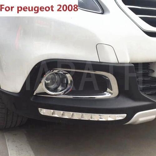 For Peugeot 2008 2014 2pcs ABS Chrome Car Front Foglight Lamp Cover Trim Shade Protectors Decoration Accessories