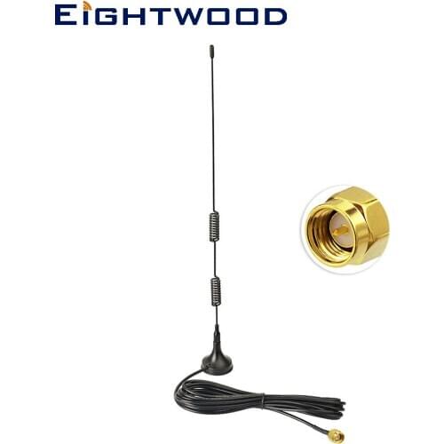 Eightwood Dual Band VHF UHF 136-174MHz 400-470MHz Antenna SMA Male Magnetic 300cm Extension for BaoFeng UV-3R Ico Two Way Radio