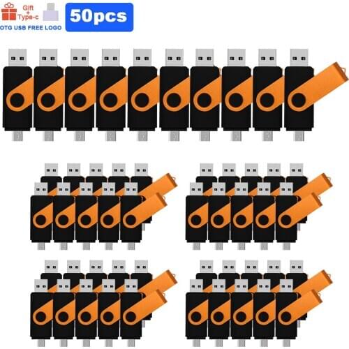 50pcs/lot OTG 3 in 1 type-c USB2.0 OTG Pen drive 64GB Metal USB Flash Drive 128GB 32GB 16GB 8GB Double Use Flash Drive free logo