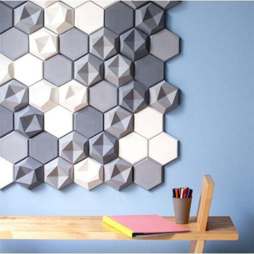 DIY Clay Craft Geometric Hexagon Concrete Wall Brick Silicone Mold Cement Wall Background Decor Mould Ceramic Tray Molds