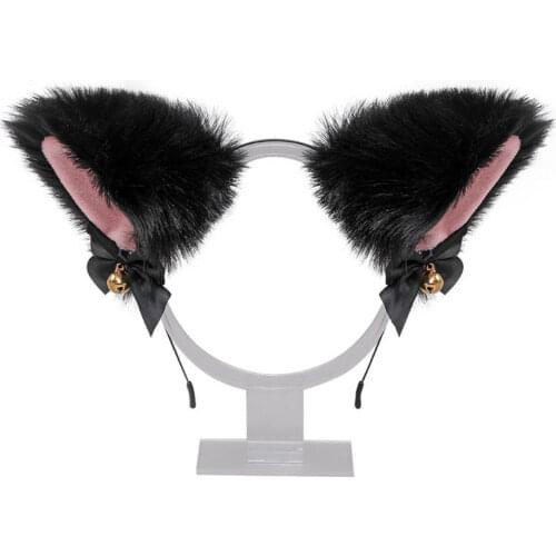 Masquerade Halloween Cat Ears Cosplay Cat Ear Party Costume Bow Tie Bell Headwear Headband Hair Accessories