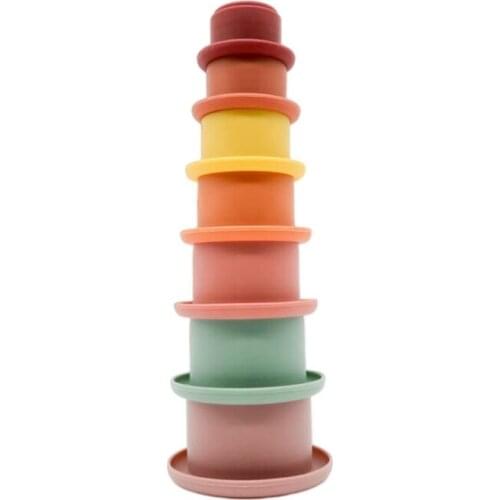 28EC Bathroom Stacking Cup Toy Water Toy Shower Spraying Toy Early Learning Playset for Indoor Outdoor Beach Sandpit Baby Toy