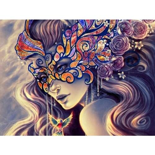 JMINE Div 5D Masked Women Fairy Full Diamond Painting cross stitch kits art High Quality Cartoon 3D paint by diamonds