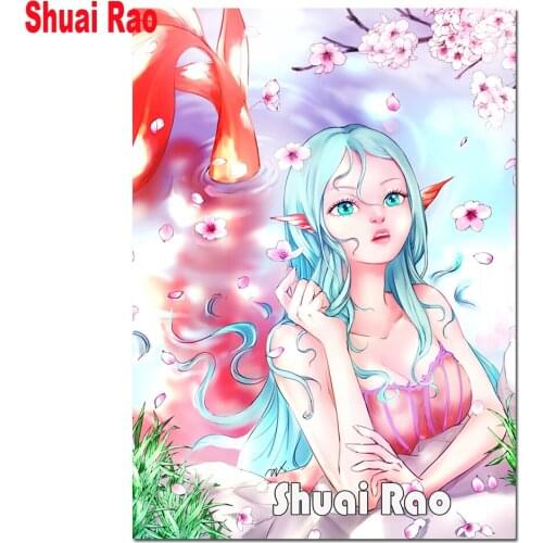 Fantasy Cherry blossoms Girl Round diamond painting full Square mosaic 3d rhinestone embroidery 5d Cartoon Fairy picture