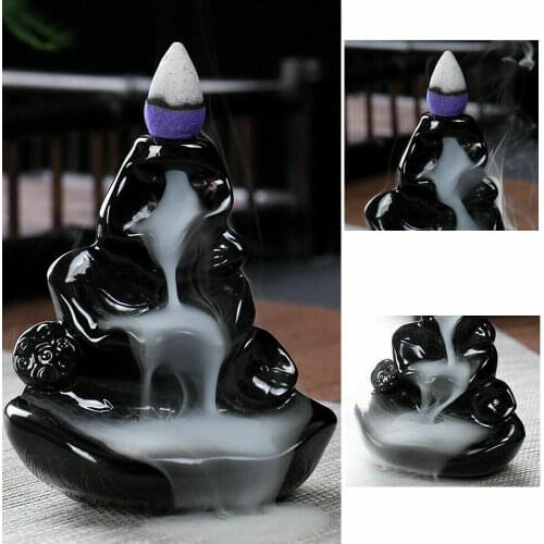 Incense Burner Ceramic Back Flow Zen Lotus Incense Holder Chinese Ornaments For Home Or Office Decorate Incense Stick Holder
