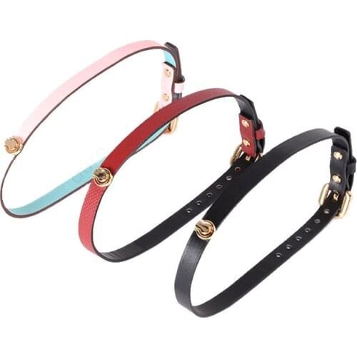 Leather Chokers SM Chokers BDSM Leather Choker Strap Necklace Ring Submissive