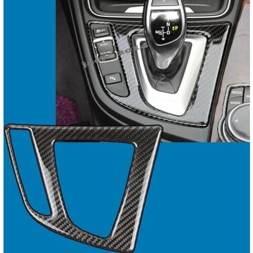 Real Carbon Fiber Gear Shift Panel Interior Trim Decor Sticker For BMW 3 4 Series