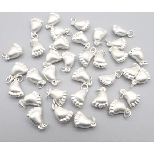 1PCS Genuine 999 Fine Silver Baby-Foot Charm Pendant DIY Jewelry Blessing 0.71Inch H