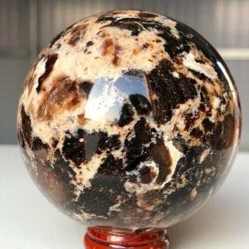 Natural Black Opal Quartz Crystal Sphere Energy Healing