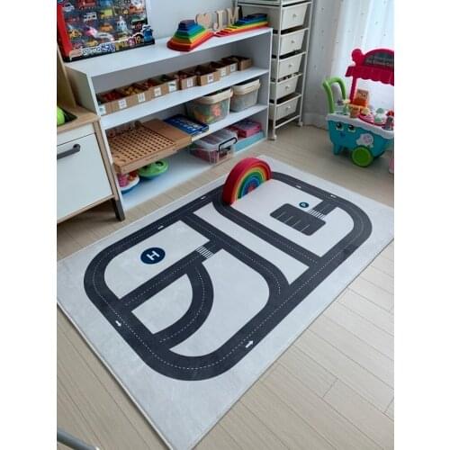 Non-slip Black and White Highway Floor Pad Living Room Bedroom Baby Crawling Mat Children Play Carpet
