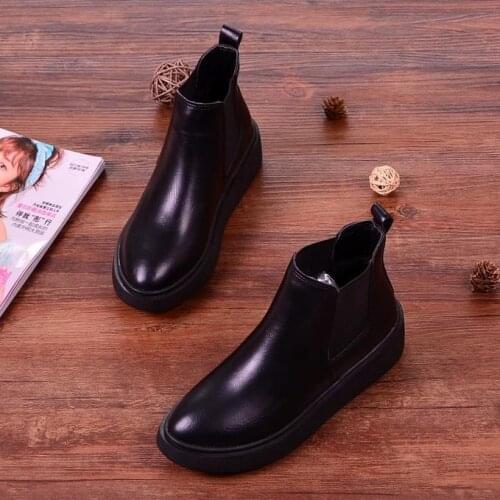 2021 new ladies Martin boots cover foot warm womens boots high-top lace-up leather shoes PU