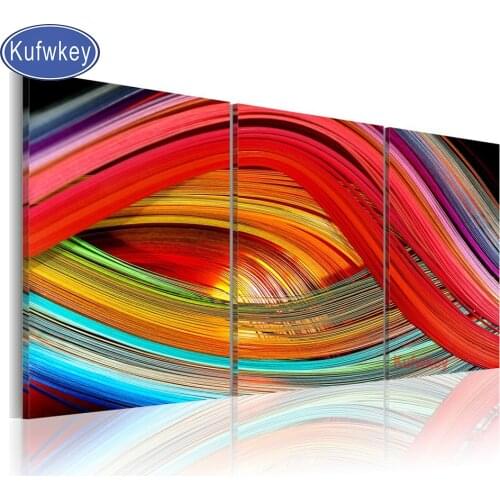 New 5d diy diamond painting full square round drill Abstract Rainbow diamond embroidery rhinestone Fo Painting Puzzle Triptych