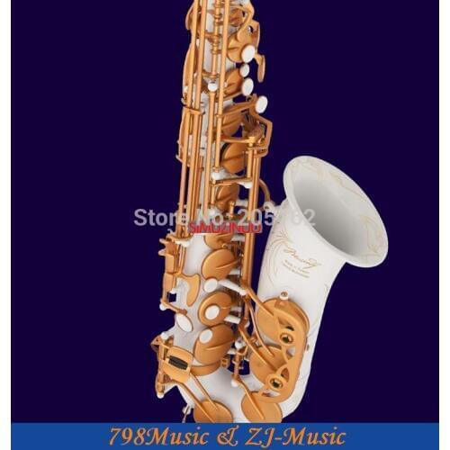 NEW Professional Eb Alto Saxophone Porcelain White Body and Satin Gold Keys