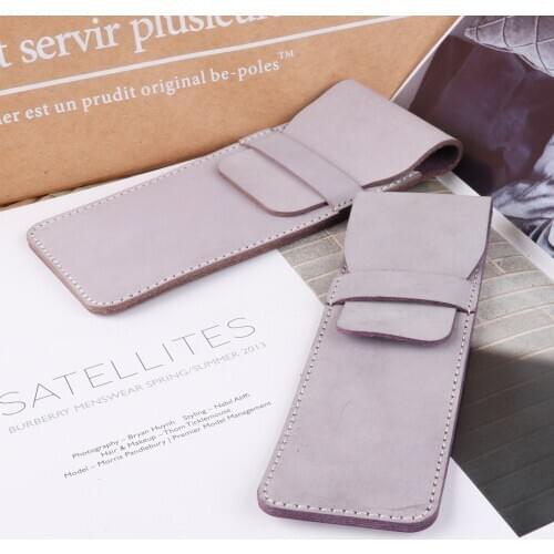 Handmade Genuine Leather Pencil Bag Cowhide Fountain Pen Case Vintage Retro Style Pen Holder