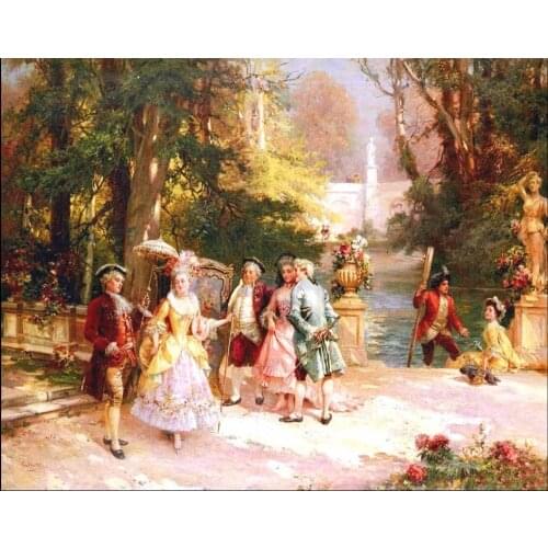Nobles party Portrait, garden Handmade Needlework Embroidery DIY Cross Stitch Kits Crafts 14CT Unprinted Home decor wall Art