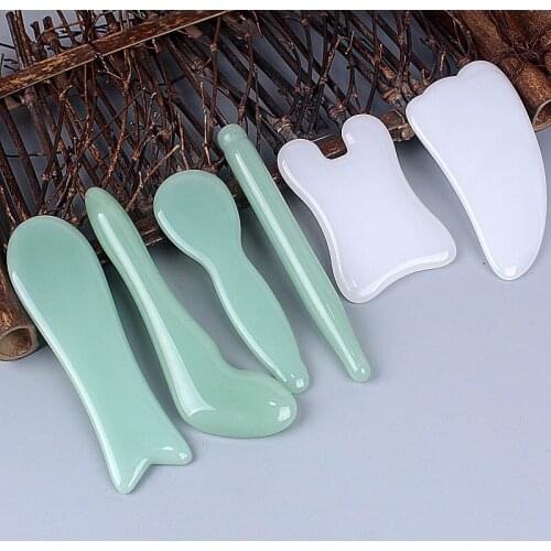 Rose Quartz Jade Guasha Board Natural Stone Scraper Chinese Gua Sha Tools Neck Body Acupuncture Spa Acupuncture Scraper Therapy