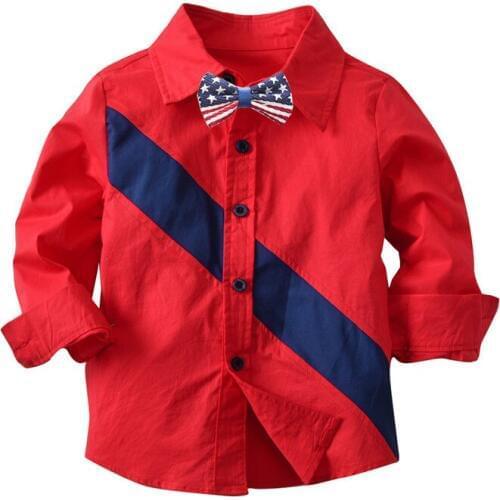 Oklady Mixed Color Boys Shirts European Style Blue Yellow Full Sleeve Casual School Uniforms Blouses Turn-down Collar