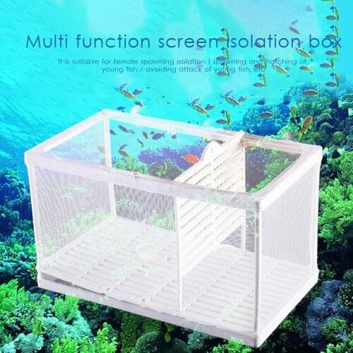 Aquarium Self Floating Isolator Fish Tank Hatching Breeding Isolation Net Gauze Trap Box Isolate Young Fish or Sick Fish S/L