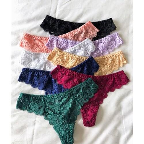 WHPC Sexy Lace Womens Panties Seamless Underwear Low Waist Thongs G-String Comfort Underpants Ladies Lingerie Briefs For Women