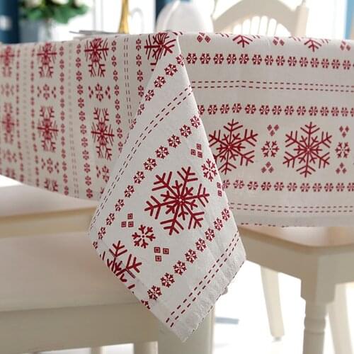 Tablecloth Snowflake Printed Rectangular Cofee Table for Living Room Event Party Christmas Decoration Home Table Cover Mat